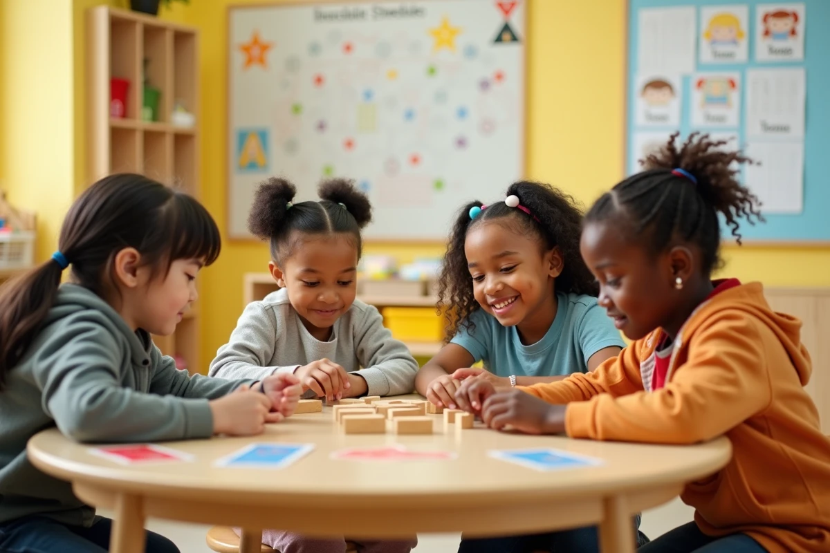 Groupe d'élèves en situation de handicap travaillant ensemble dans une classe ULIS inclusive