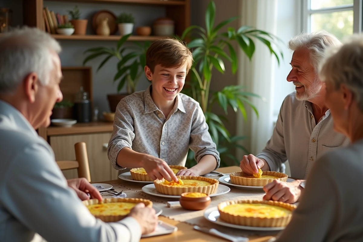 Famille intergeneration partageant un repas convivial à table